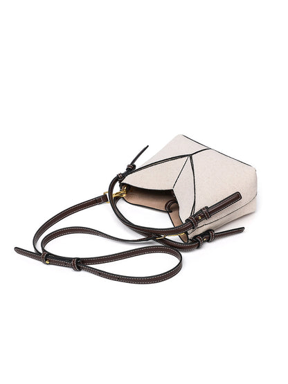 Cartera de lona cruzada para mujer con cremallera dorada