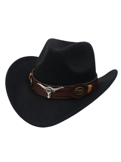 Sombrero vaquero decorativo con cabeza de toro occidental para vaquero y vaquera