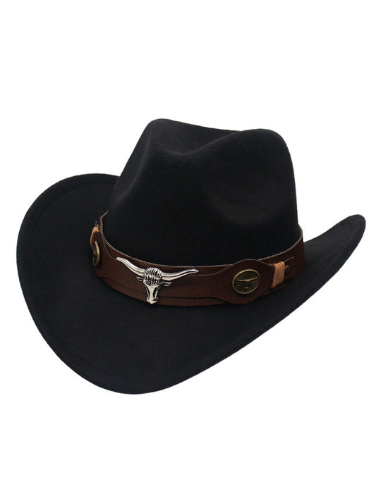 Sombrero vaquero decorativo con cabeza de toro occidental para vaquero y vaquera