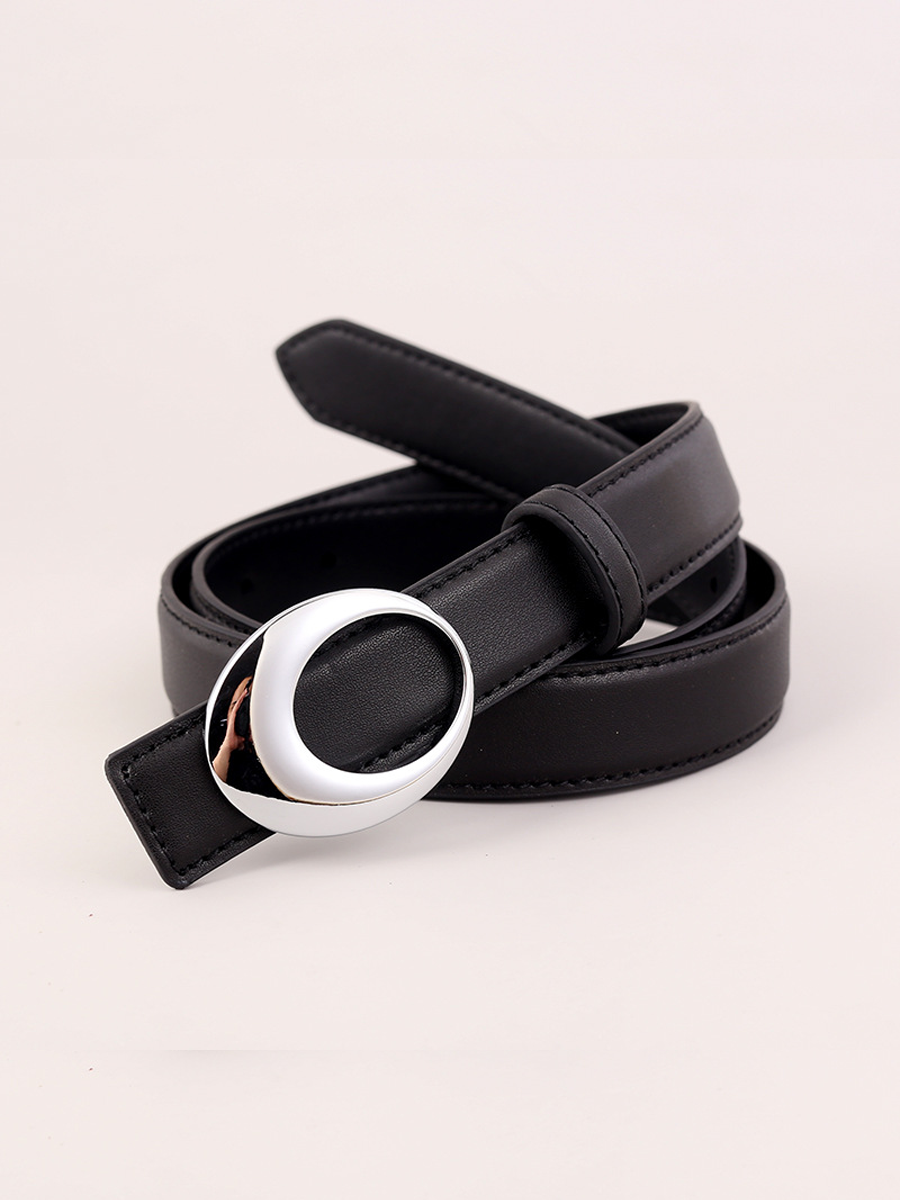 Cinturón para mujer con hebilla de arco plateada retro combinable con todo