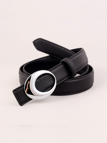 Cinturón para mujer con hebilla de arco plateada retro combinable con todo