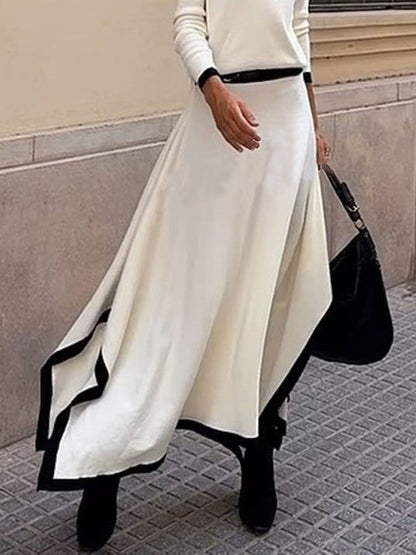 Falda suéter irregular con elegante contraste de colores
