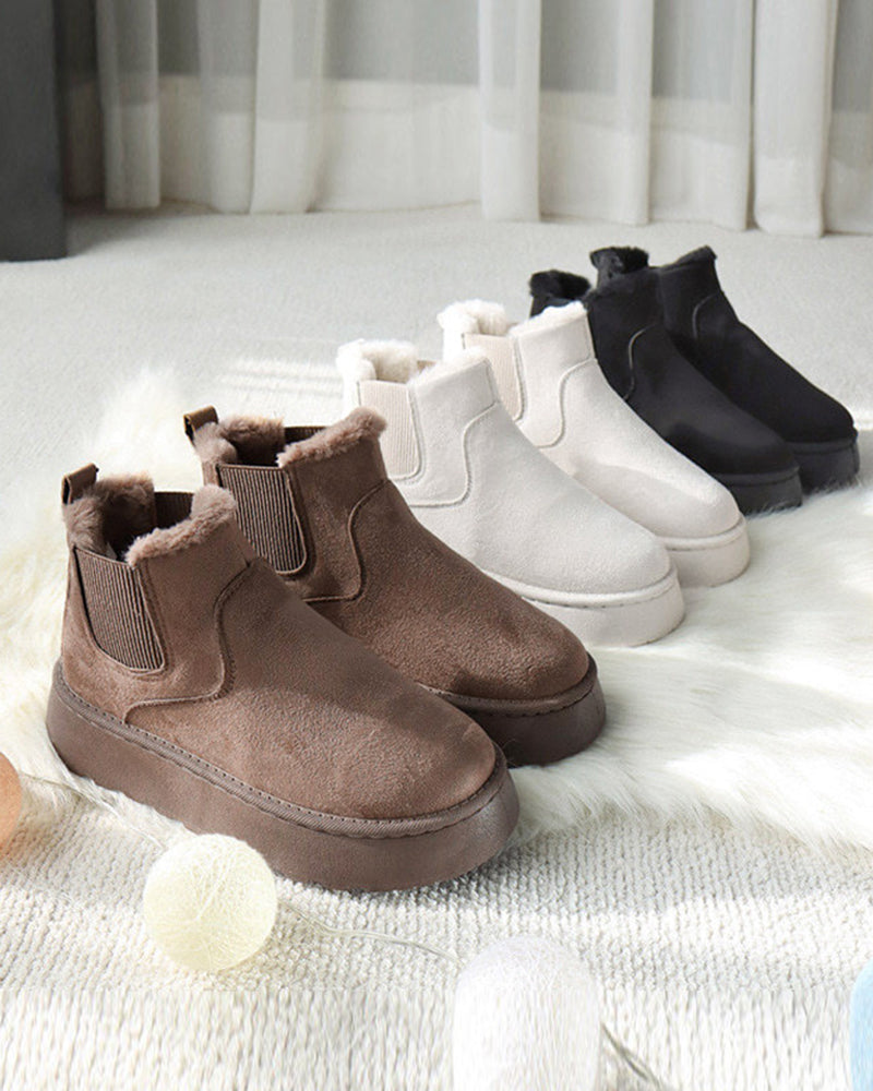 Botas de nieve de color uniforme con suela gruesa y robusta – calor, tracción y estilo en la nieve