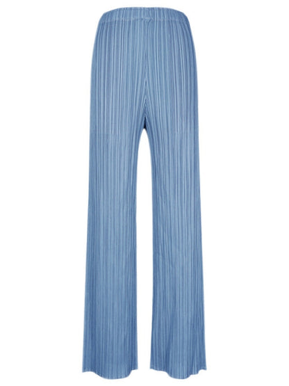 Pantalones plisados casuales de pierna ancha para mujer