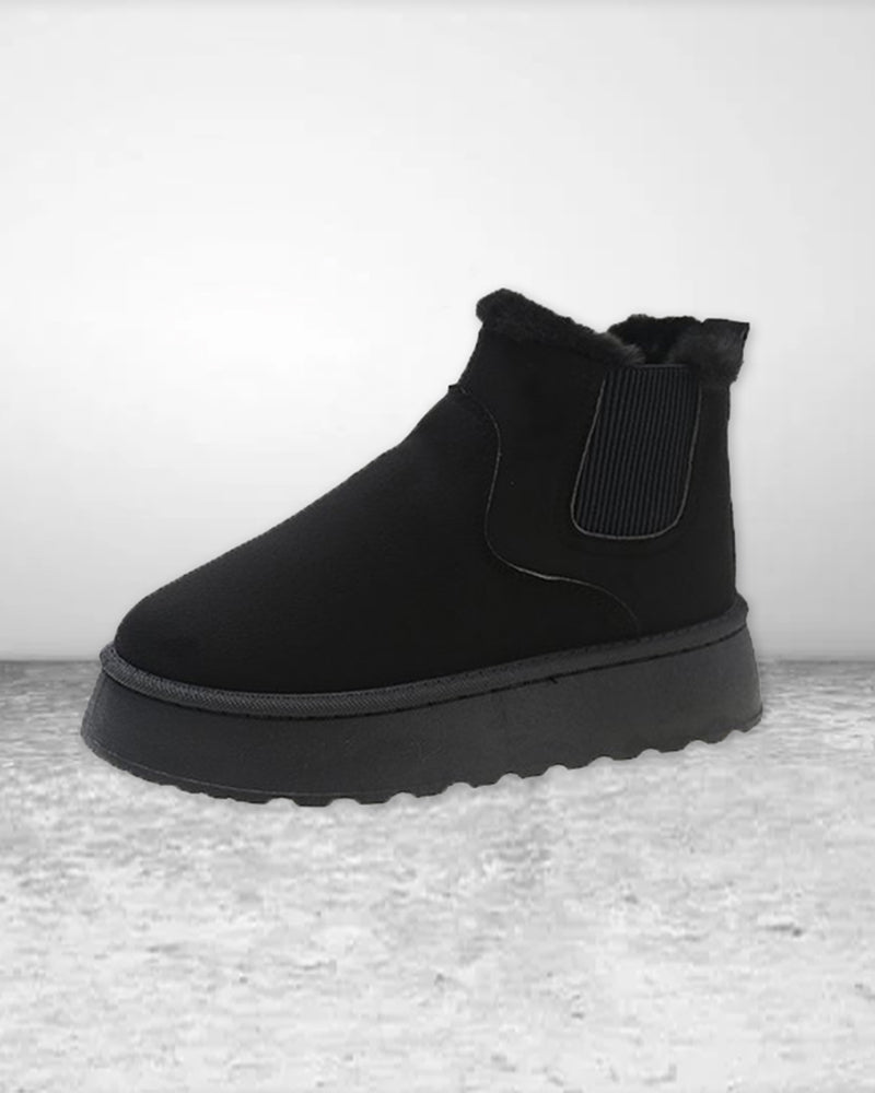 Botas de nieve de color uniforme con suela gruesa y robusta – calor, tracción y estilo en la nieve