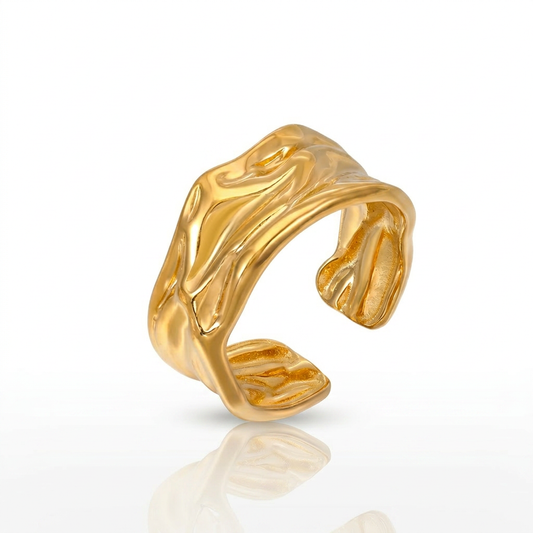 Alquimia - anillo de estilo irregular y acabado sofisticado