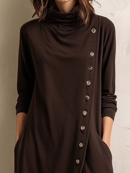 Vestido midi de inspiración bohemia con tapeta lateral de botones