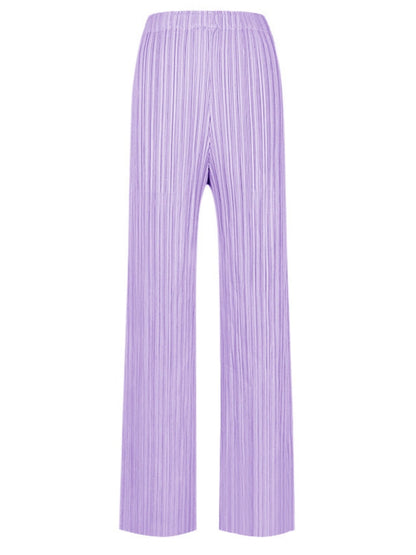 Pantalones plisados casuales de pierna ancha para mujer