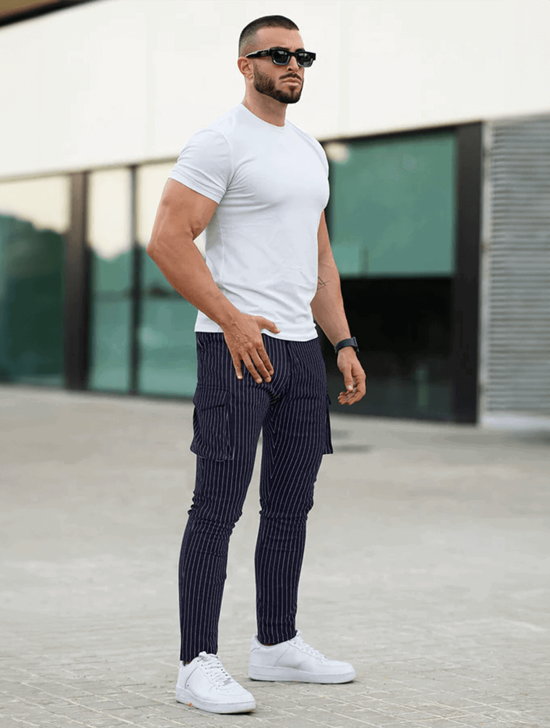 Vittorio Pantalones Slim Fit - Azul oscuro