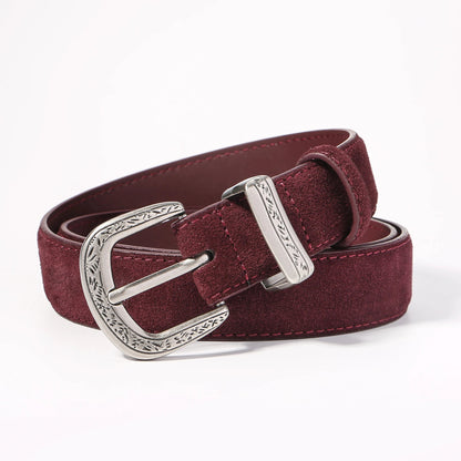 🎁 Cinturón con hebilla plateada de piel auténtica (100% off)