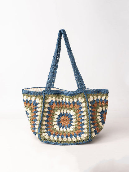Bolso tejido de gran capacidad para mujer con hebilla magnética de un solo hombro