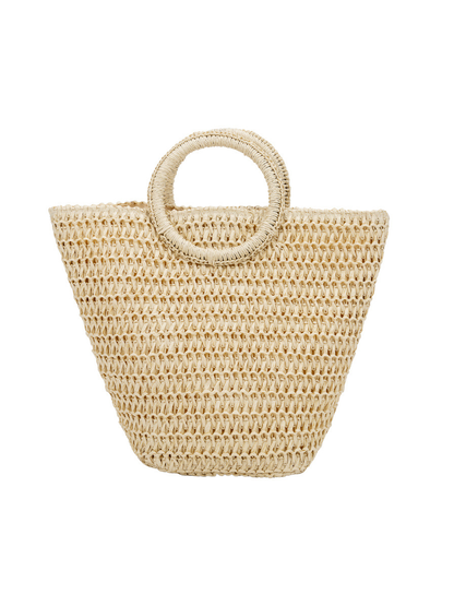 Bolso de hombro para mujer color blanco roto bolso de mano de paja gran capacidad bolso tejido