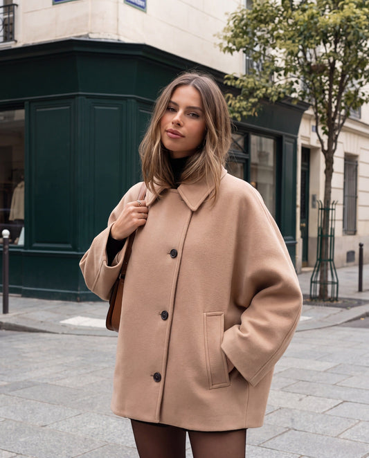 Abrigo Portofino — Corto Oversize de Paño con Cuello