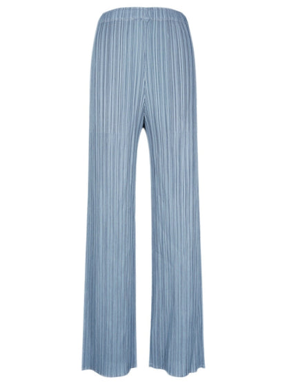 Pantalones plisados casuales de pierna ancha para mujer