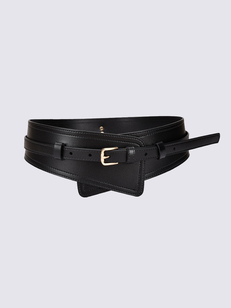 Cinturón ancho de arnés de cuero sintético de moda para mujer