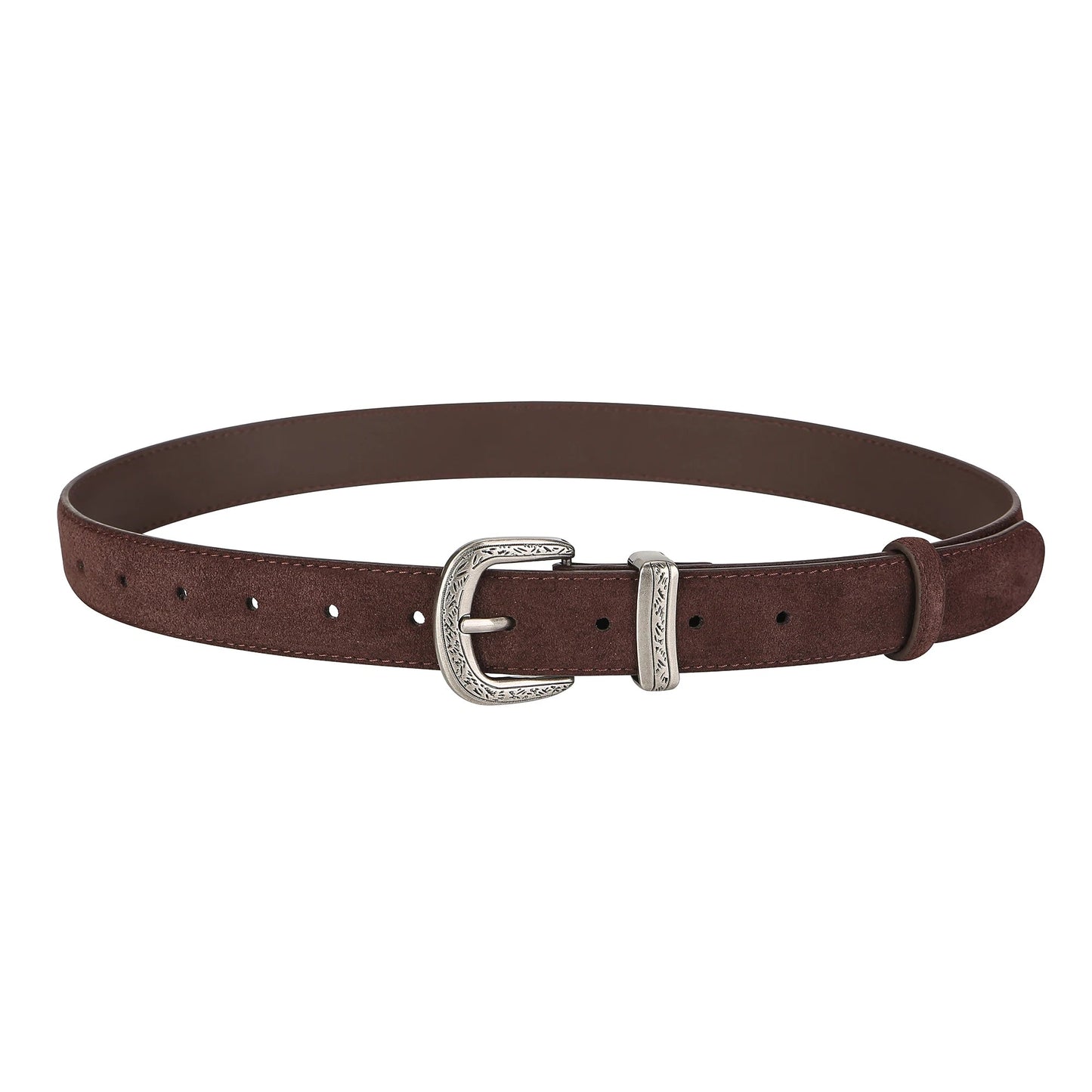 🎁 Cinturón con hebilla plateada de piel auténtica (100% off)