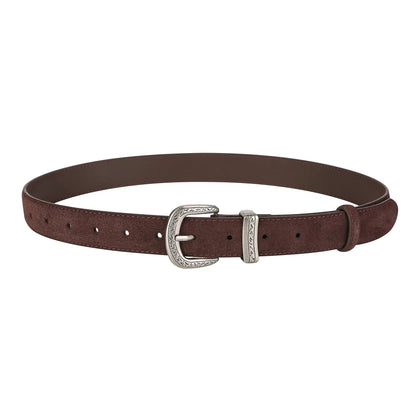 🎁 Cinturón con hebilla plateada de piel auténtica (100% off)