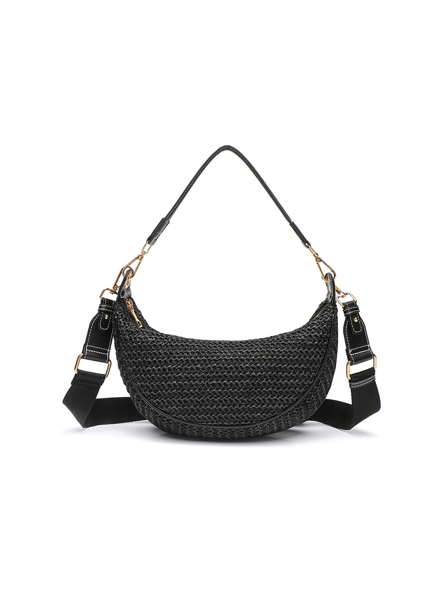 Bolso cruzado casual de hombro para mujer Bolso tejido para debajo del brazo