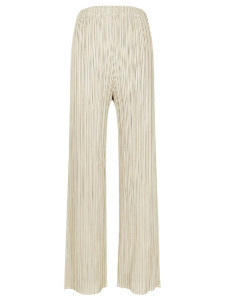 Pantalones plisados casuales de pierna ancha para mujer