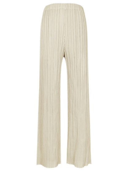 Pantalones plisados casuales de pierna ancha para mujer