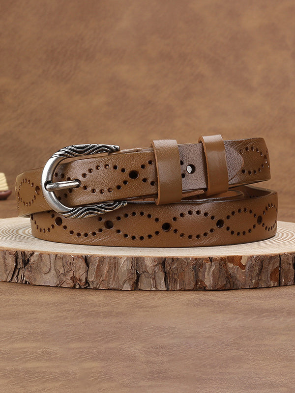 Cinturón de cuero sintético hueco de moda para mujer