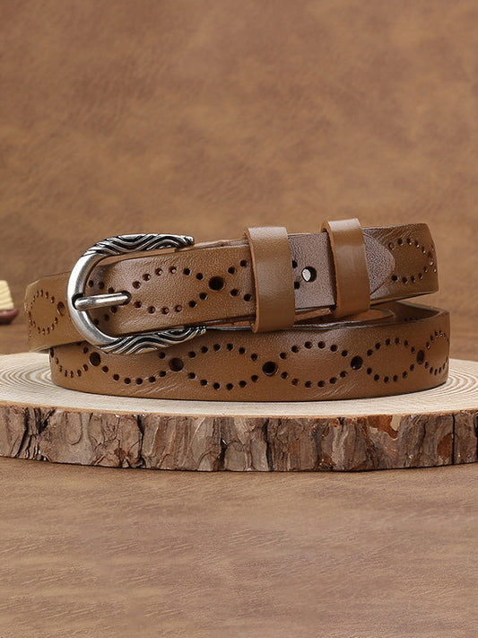 Cinturón de cuero sintético hueco de moda para mujer