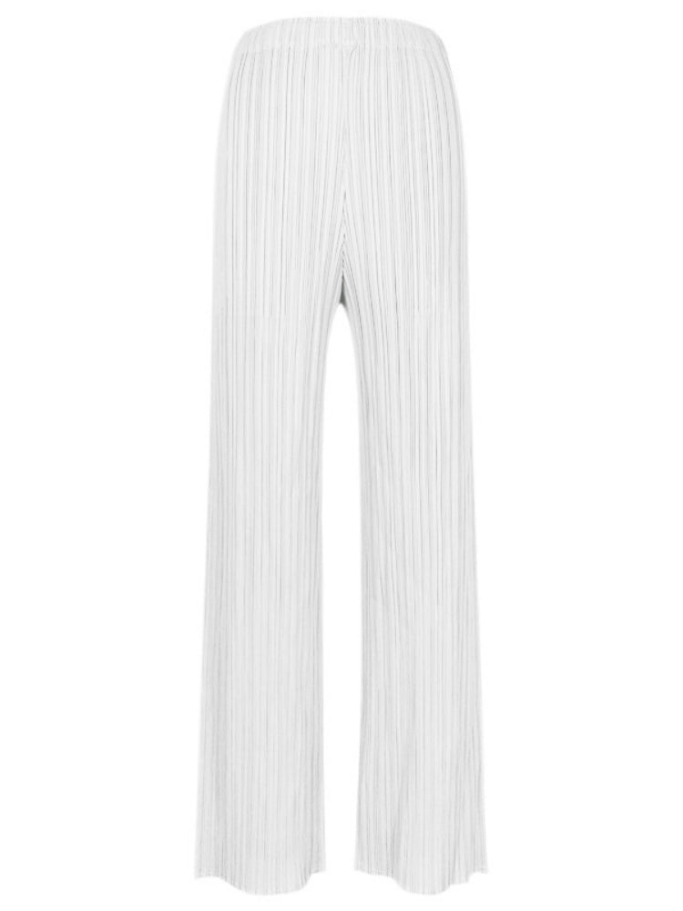 Pantalones plisados casuales de pierna ancha para mujer