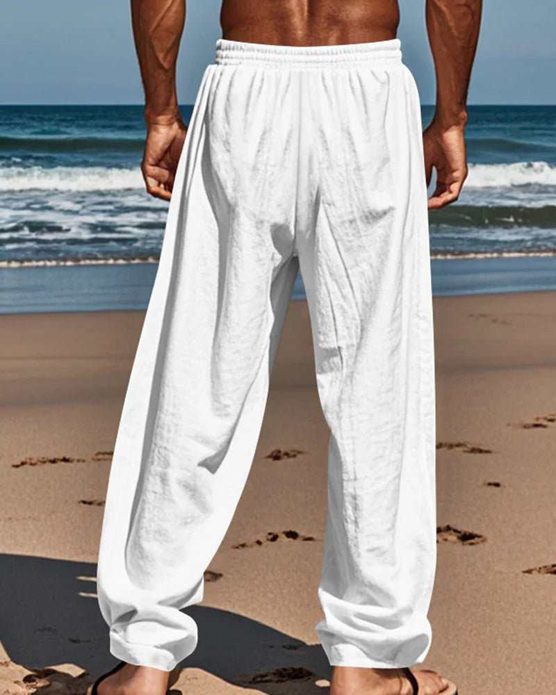 Pantalón para hombre – Corte relajado, pierna recta, look de playa