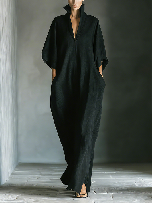 Vestido largo kimono de mezcla de algodón
