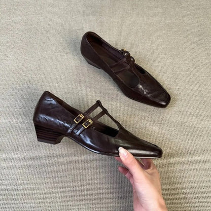 Zapato Ravenna — Pulsera en T con Hebillas y Tacón Bajo