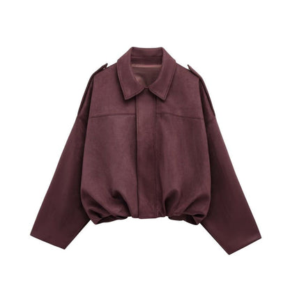 Chaqueta Oversize con Manga Murciélago Efecto Gamuza