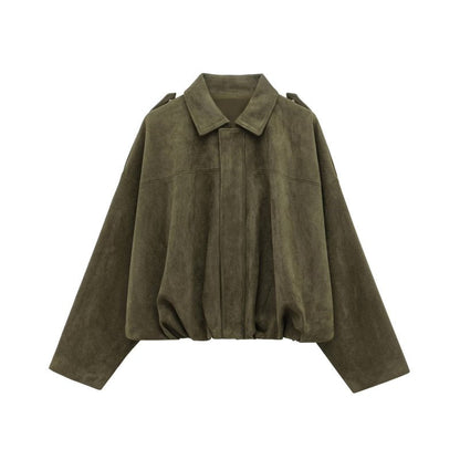 Chaqueta Oversize con Manga Murciélago Efecto Gamuza