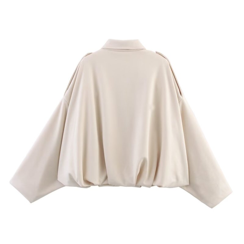 Chaqueta Oversize con Manga Murciélago Efecto Gamuza