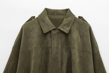Chaqueta Oversize con Manga Murciélago Efecto Gamuza