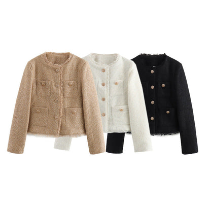 Chaqueta Corta de Bouclé con Botones Joya