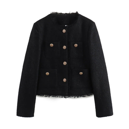 Chaqueta Corta de Bouclé con Botones Joya