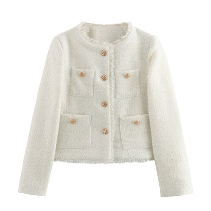 Chaqueta Corta de Bouclé con Botones Joya