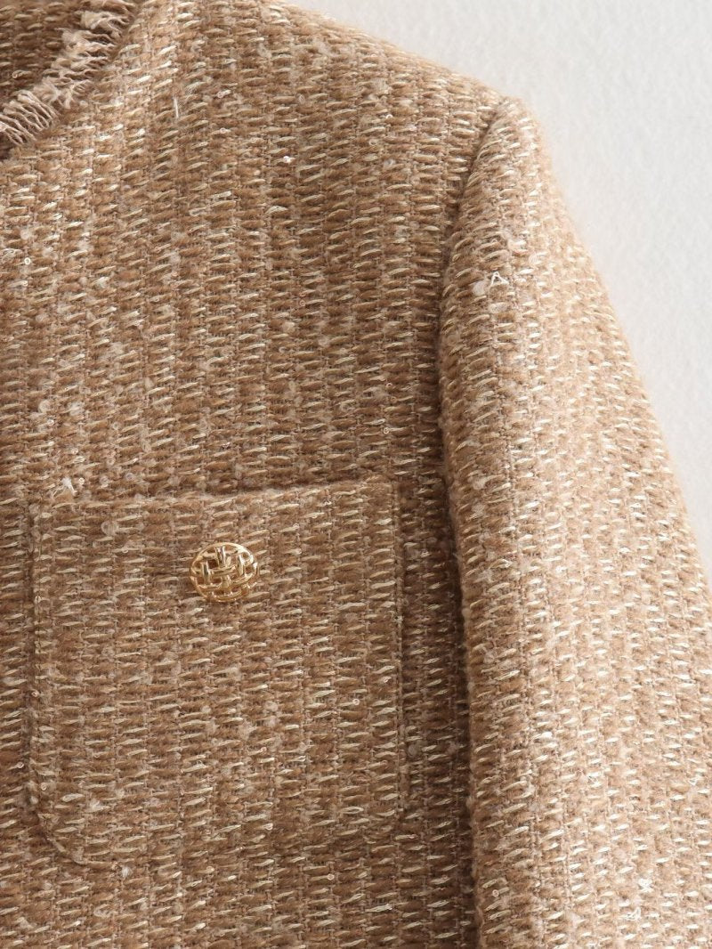 Chaqueta Corta de Bouclé con Botones Joya