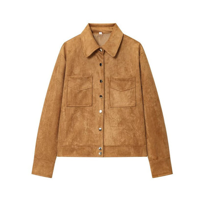 Chaqueta Camisa Efecto Ante - Verde Militar