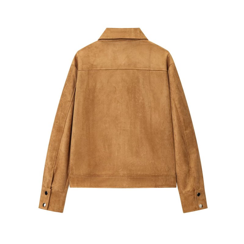 Chaqueta Camisa Efecto Ante - Verde Militar