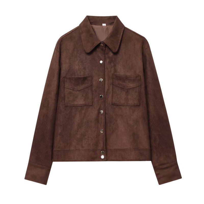 Chaqueta Camisa Efecto Ante - Verde Militar