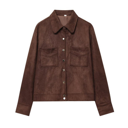 Chaqueta Camisa Efecto Ante - Verde Militar