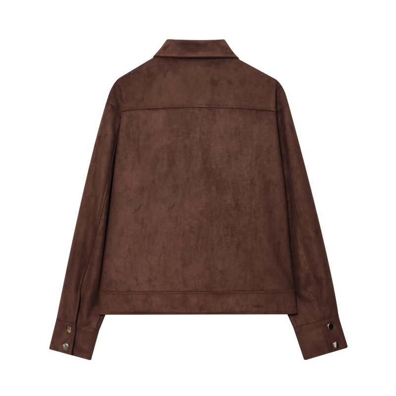 Chaqueta Camisa Efecto Ante - Verde Militar