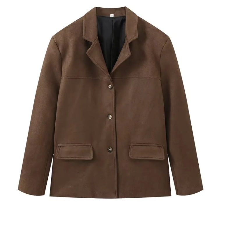 Blazer Efecto Ante con Hombro Caído