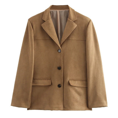 Blazer Efecto Ante con Hombro Caído