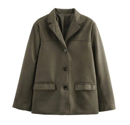 Blazer Efecto Ante con Hombro Caído