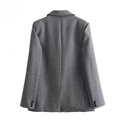 Blazer Rayas Diplomáticas Gris con Solapa Clásica