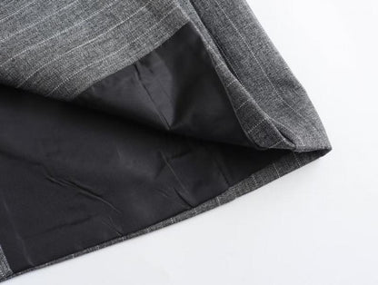 Blazer Rayas Diplomáticas Gris con Solapa Clásica