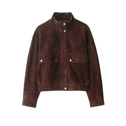 Cazadora bomber corta efecto ante