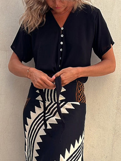 Top casual con cuello en V de gasa de seda helada